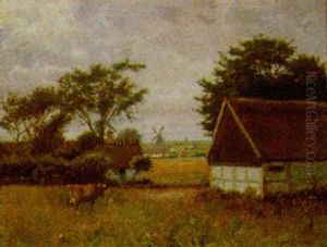 Dansk Sommerlandskab Med Graessende Ko, Garde Og Udsigt Til Molle by Olaf Viggo Peter Langer