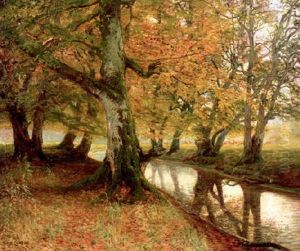Deer Beside A Stream by Olaf Viggo Peter Langer
