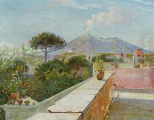 Udsigt Mod Vesuv Set Fra Pompei by Olaf Viggo Peter Langer