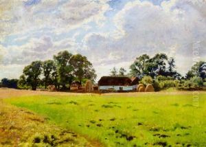 A Farmstead At Harvest Time by Olaf Viggo Peter Langer
