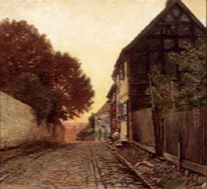 Gadeparti Fra Blegbanken 1910 by Olaf Viggo Peter Langer