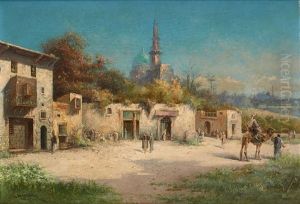 Chamelier Sur Fond De Paysage by Henri Langerock