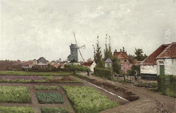 Vue De Village Avec Moulin - view 1