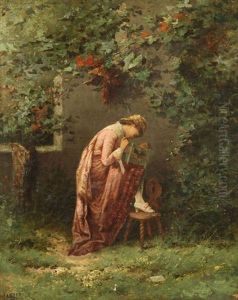 Jeune Femme Avec Cage D'oiseau Au Parc