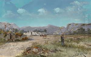 Blick Auf Eine Nordafrikanische Oase by Henri Langerock