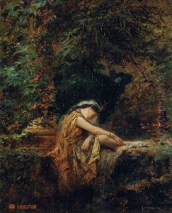An Oriental Beauty Sleeping In A Garden