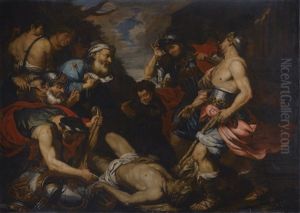 King Priam Retrieving The Body Of His Son Hector by Giovanni Battista Langetti