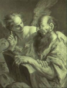 Saint Mathieu Et L'ange by Giovanni Battista Langetti