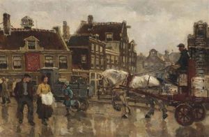 Amsterdam Street Scene by Frans Langeveld