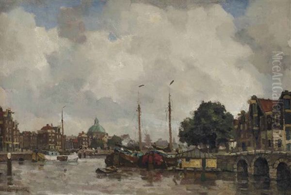 An Amsterdam Canal With The Koepelkerk Beyond - view 1