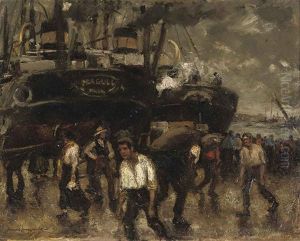 Activity In A Harbor by Frans Langeveld