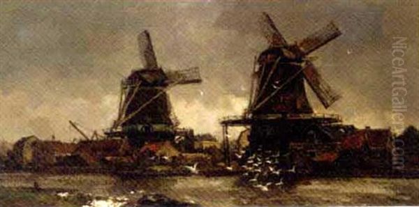 Windmills By A Riverside - view 1
