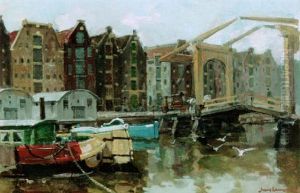 A View Of The Prinseneiland, Amsterdam by Frans Langeveld