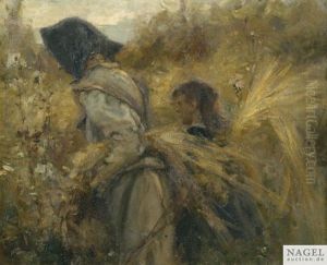 Mutter Mit Kind Bei Der Ernte by Arthur Langhammer