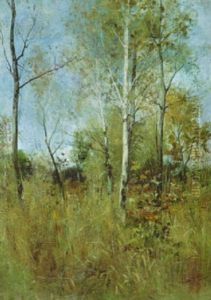 Fruhherbstliche Landschaft Mit Birken Und Buschwerk by Arthur Langhammer