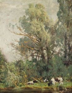 Kuhe Unter Den Baumen by Karl Langhammer