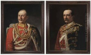 Two Portraits Of Austro-hungarian Officers by Carl Langhorst