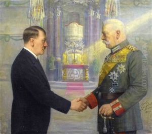 Adolf Hitler Und Reichsprasident Paul Von Hindenburg Geben Sich Die Hand In Kirchlichem Interieur