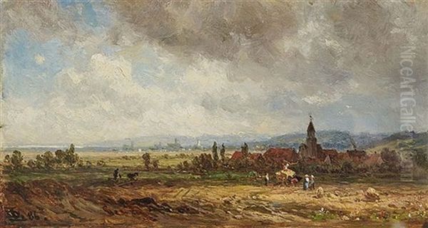 Grain Harvesting In Storm Atmosphere - view 1