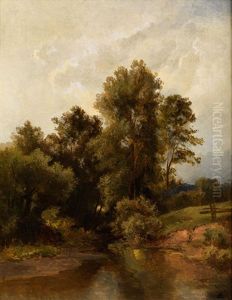Waldlandschaft Am Flussufer by Dietrich Langko
