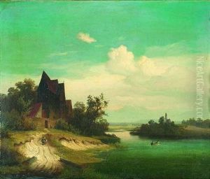 Vorgebirgslandschaft Mit Einem See Vorgebirgslandschaft Mit Einem See