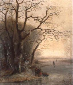 Landschaft Mit Gefrorenem Teich