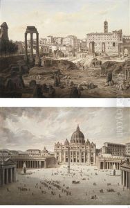 The Roman Forum; And Saint Peter's Square: A Pair by Joseph Langl