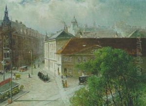 Blick Auf Die Mariahilferstrase, Ecke Messepalast Und Rahlstiege by Hermine Lang-Laris
