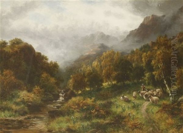 A Highland Landscape With Cattle; A Landscape With A Shepherd And His Flock - view 1