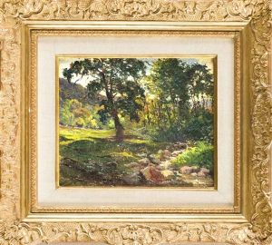 Baumbestandene Landschaft Mit Bachlauf by William Langley