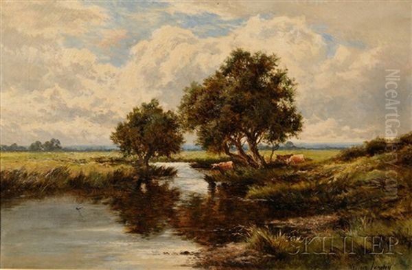 Cows Watering At A Stream - view 1