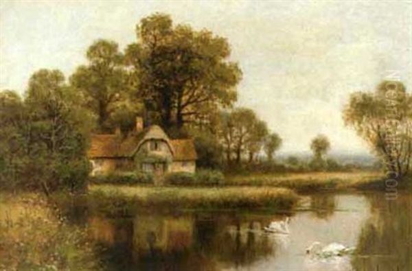 Swans By A Cottage - view 1