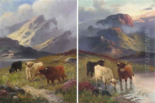 Cattle Watering, Sunset (+ Cattle Grazing, 1919; Pair) - view 1