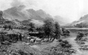 A Shepherd And His Flock by William Langley