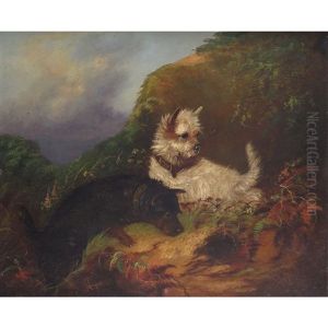 Two Terriers Rabbiting by J. Langlois