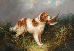 A Setter With A Pheasant (+ Two Dogs In A Stable; Pair)