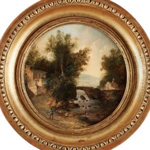 Landscape With River And A Man Walking by Louis Belanger