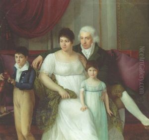 Portrait Of A Gentleman, His Wife And Two Children In An Interior