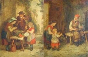 Pair Of Genre Scenes With Children (2 Works) by Mark William Langlois