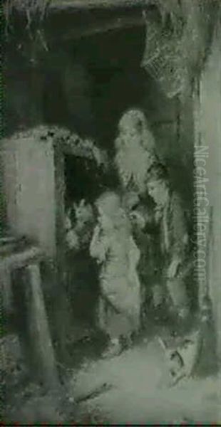 Children Playing With Rabbits - view 1