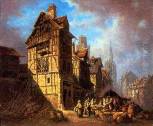 Rouen Street View - Vegetable Market by Paul Langlois