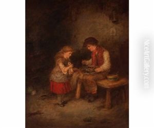 Interior Scene With Two Children And Birds Nest