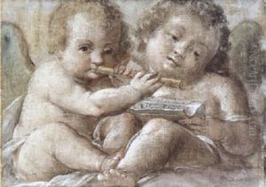 Zwei Musizierende Putten by Bernardino Lanino