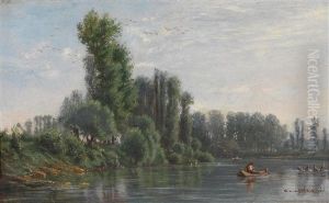 Flusslandschaft Mit Figurlicher Staffage by Georges Lanjol de la Fage