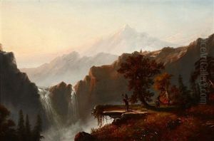Indians In A Panoramic Western Landscape by Charles Lanman