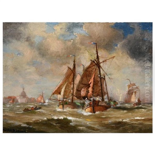 Boats Entering The Harbor Of Dordeche - view 1