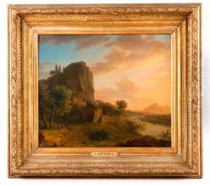 Falaise Et Bord De Riviere Au Crepuscule