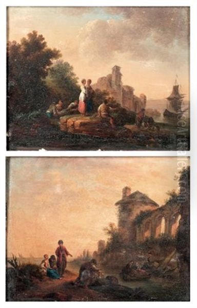 Personnages Dans Des Ruines Antiques (pair) - view 1