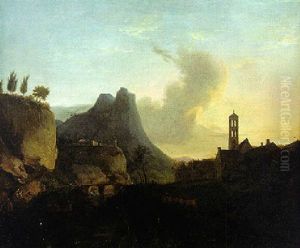 Paysage De Montagne Au Soleil Couchant