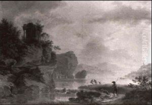 Pecheurs Dans Un Paysage Avec Ruines
